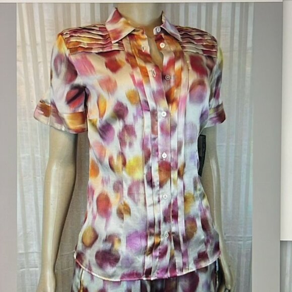 $1875 ROCHAS SET size 40 Italy 4 US 100% SILK  blouses pants women's - Picture 2 of 16